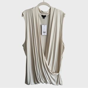 NWT The Limited Plus Size Sleeveless Jersey Wrap Top Creamy White Belk Shirt 4X